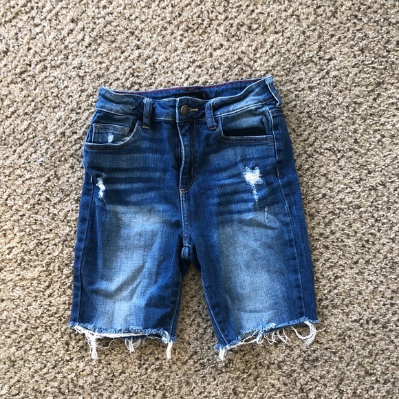 Denim Shorts w/ biker cut - Picture 1 of 4
